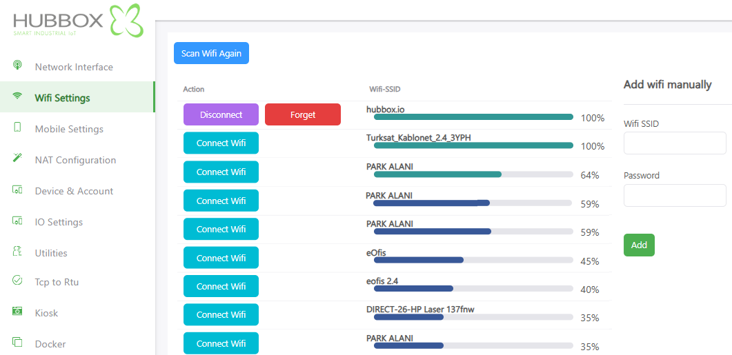 HUBBOX Wi-Fi Scan Interface
