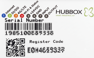 HUBBOX Device Label Example