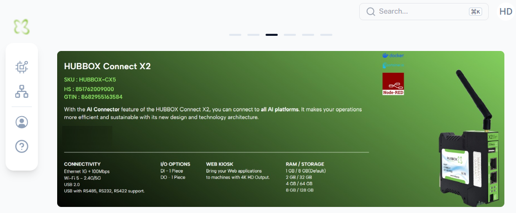 HUBBOX Panel General Overview Interface