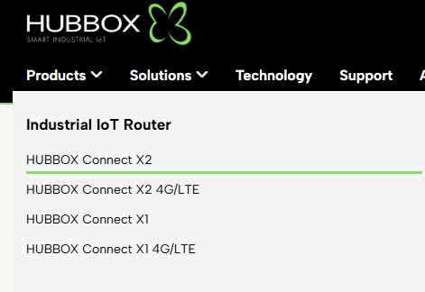 HUBBOX Web Sitesi Endüstriyel IoT Router Menüsü